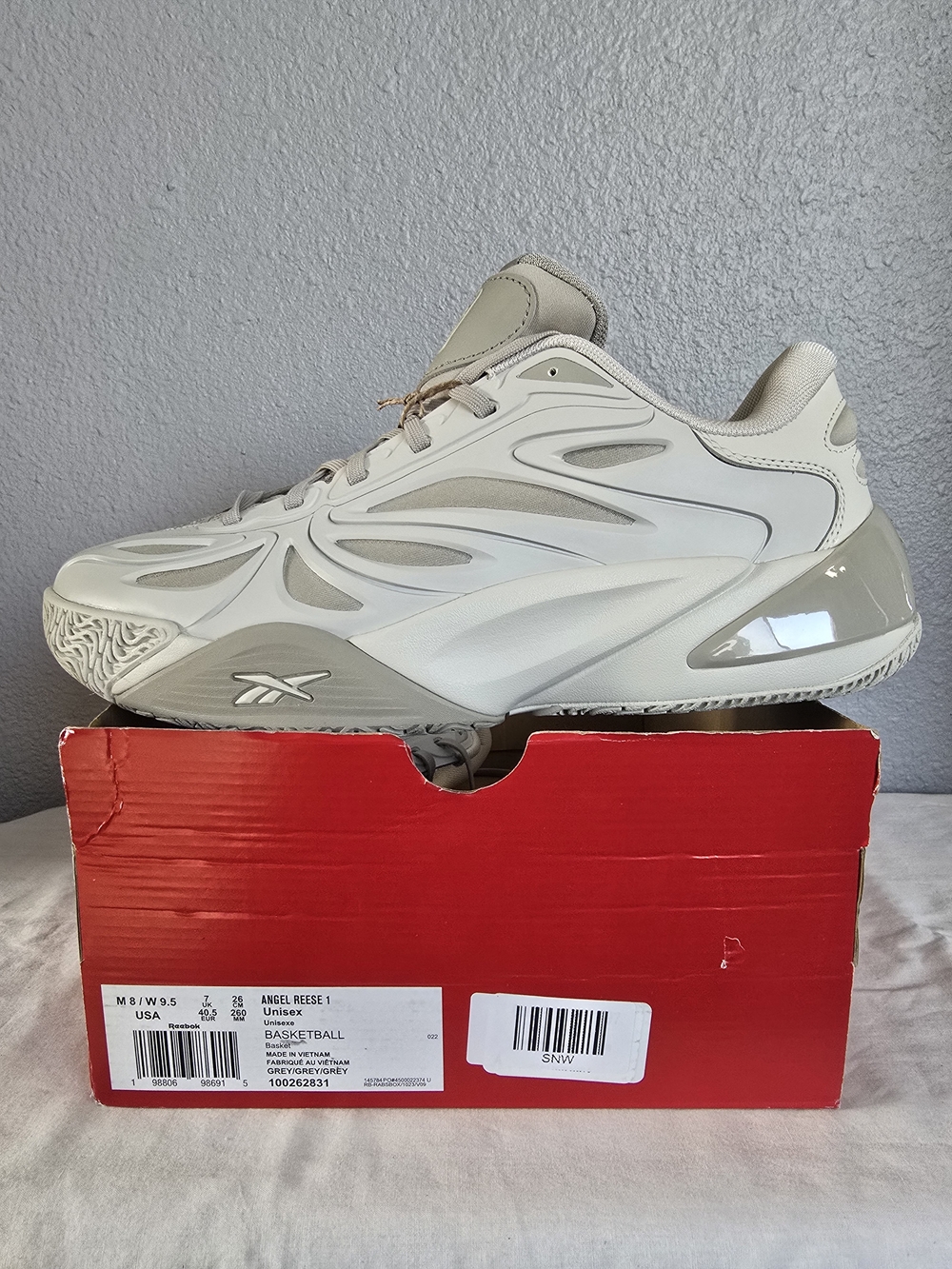Reebok Angel Reese 1 Basketball Sneakers — Light Grey & Cream